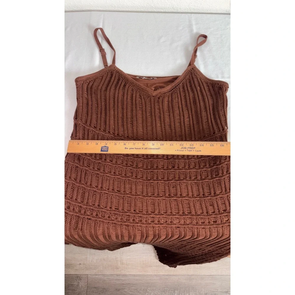 Abercrombie & Fitch Crochet Maxi Dress XXL chocolate Brown V-Neck Boho Knit new